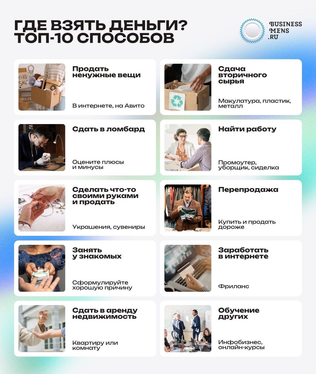 Топ-10 способов где взять деньги