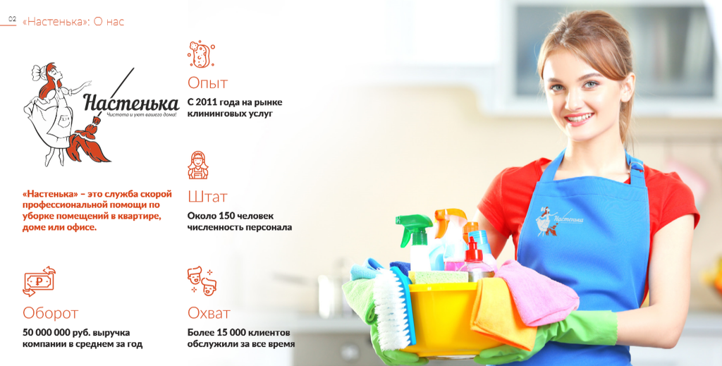 Франшиза Клининговая компания Настенька