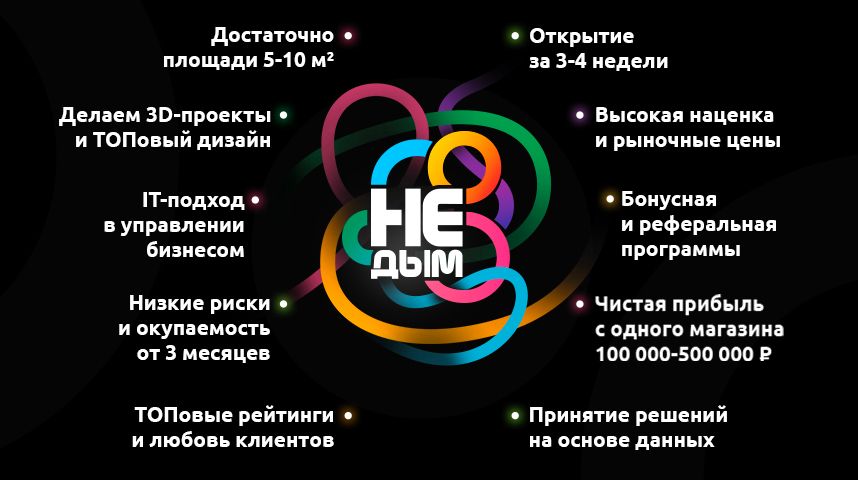 Франшиза Не Дым - электронные сигареты, вейпы, кальяны