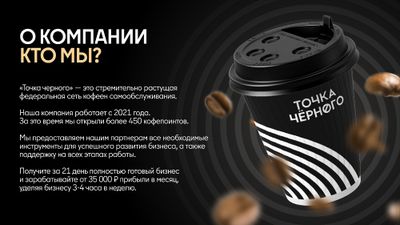 Точка Чёрного – 1000 кофейных автоматов по всей России – пассивный доход и гарантия окупаемости прямо в договоре