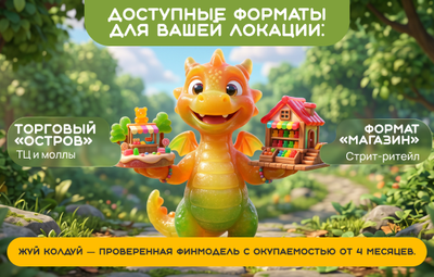 Открой сладкую лавку с уникальной концепцией и выручкой от 800 000 ₽ в месяц.