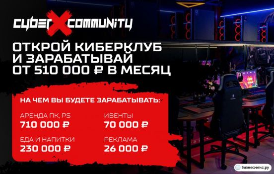 Запусти киберспортивный клуб с топовыми компьютерами, проводи регулярные турниры и стань частью международного бренда