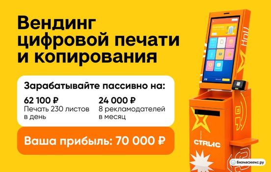 CTRL+C – мини-станция цифровой печати с доходами большого копицентра – работает без сотрудников 24/7 с пассивным доходом